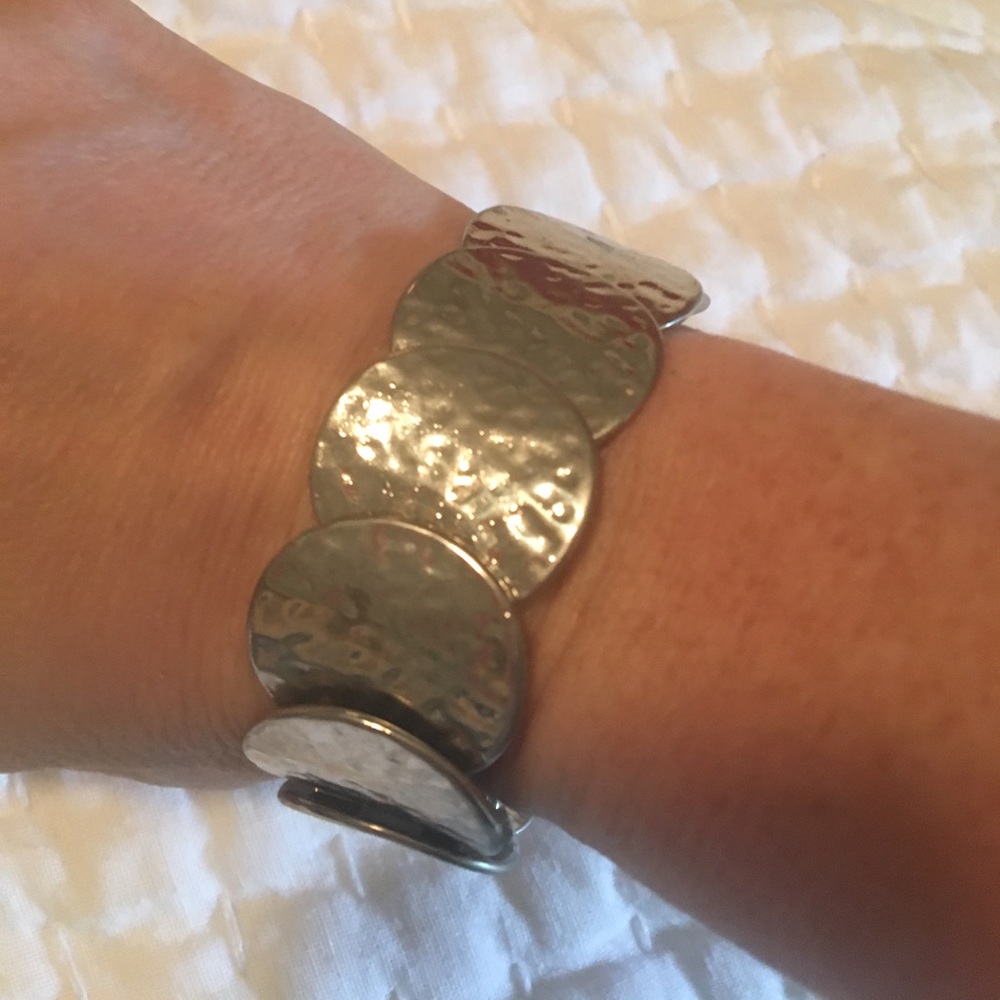 Hammered silver coin bracelet